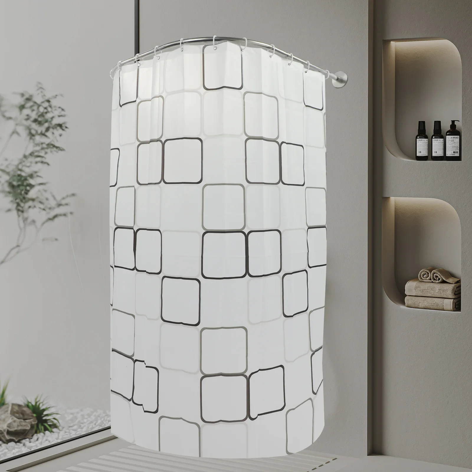 

44lb Load-Bearing No-Drill Shower Curtain Rod Set - Suitable for Stainless Steel and Polyester Shower Curtains in Bathroom