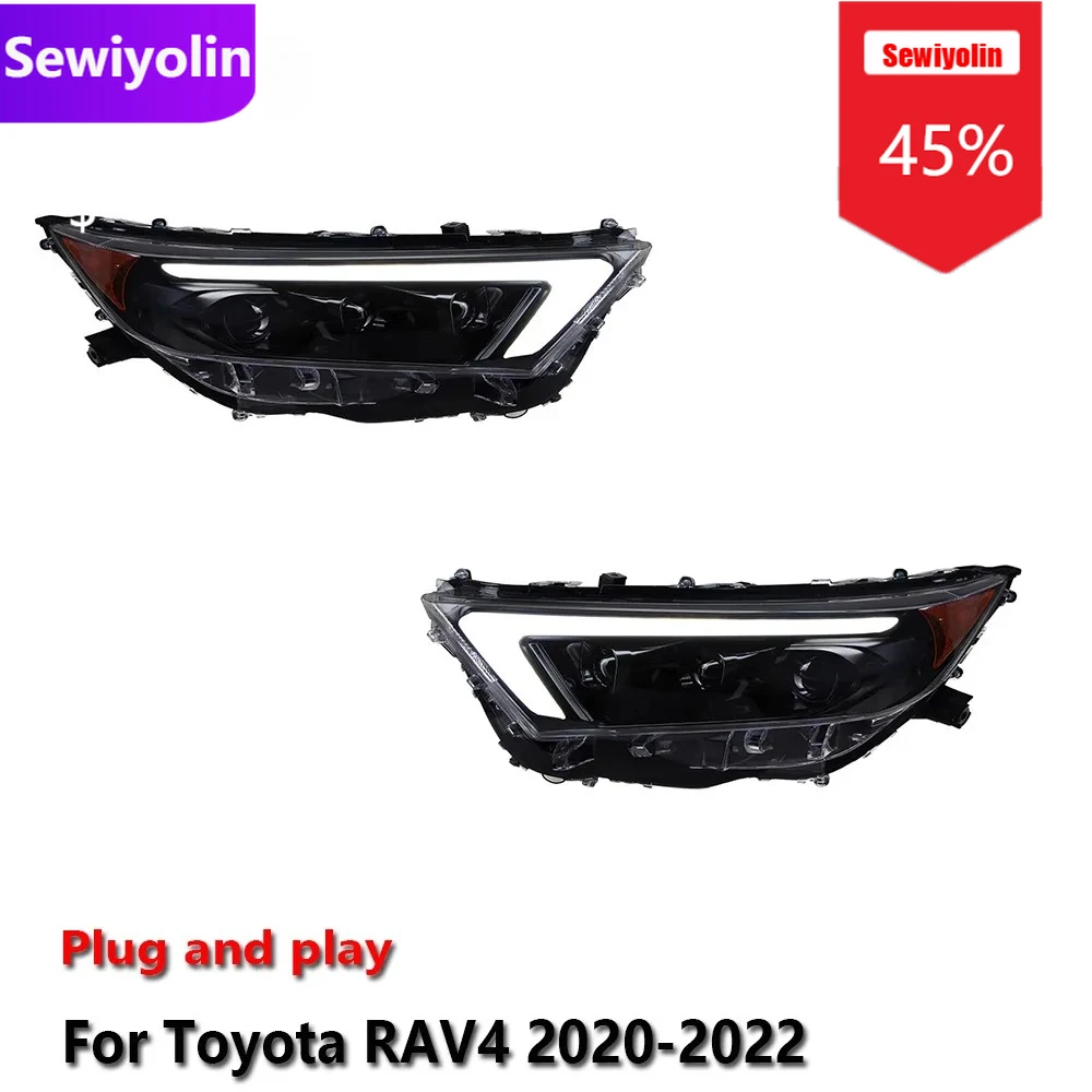 

Автомобильные светодиодные фары DRL в сборе для Toyota RAV4 2020-2022, противотуманные фары DRL, стоп-сигнал поворота, Plug and Play