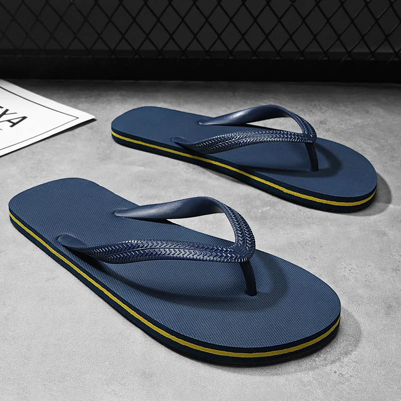 Summer Hot Style Men\'s Flip Flops Casual Beach Slippers Male Outdoor Thick Bottom Home Indoor Wear-resistant Comfortable Trend