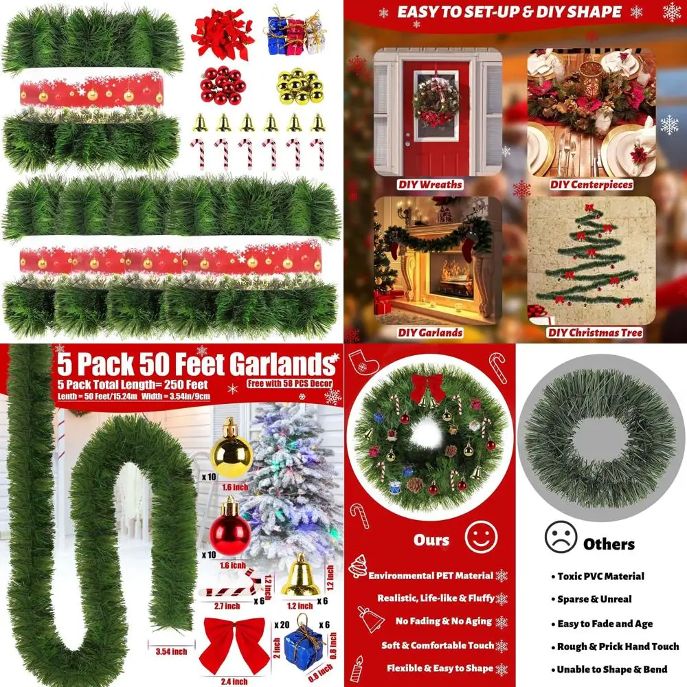 

Длинная искусственная зеленая гирлянда длиной 250 футов с цветами на Рождество, домашний/наружный праздничный декор, подходит для дома, свадьбы, вечеринки