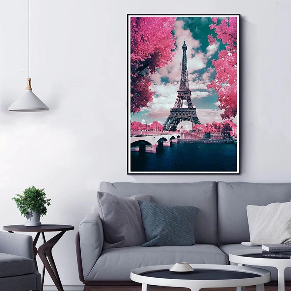 AB Drills Diamond Painting 5D DIY Landscape Rhinestone Picture Paris Eiffel Tower Embroidery Mosaic Art Gift Home Decoration Kit