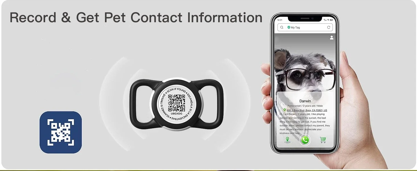 Wasserdichter AirTag-Halter für Hundehalsband mit QR-Code-Tag, weiche, schützende, leichte Air-Tag-Hülle für Hunde- und Katzenhalsbänder – Detail 5