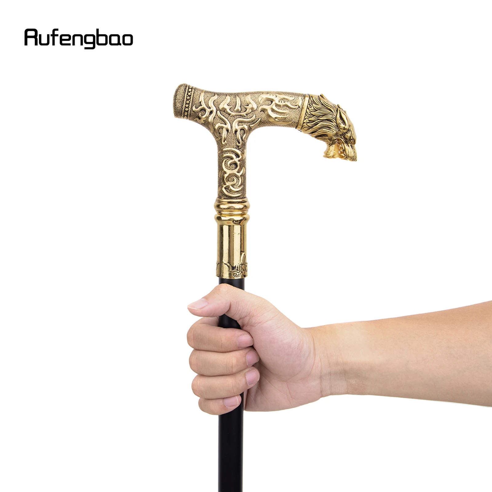 Golden Wolf Handle Luxury Pattern Walking Stick Party Fashion elegante Walking Stick decorativo Cospaly canna Knob Crosier 90cm