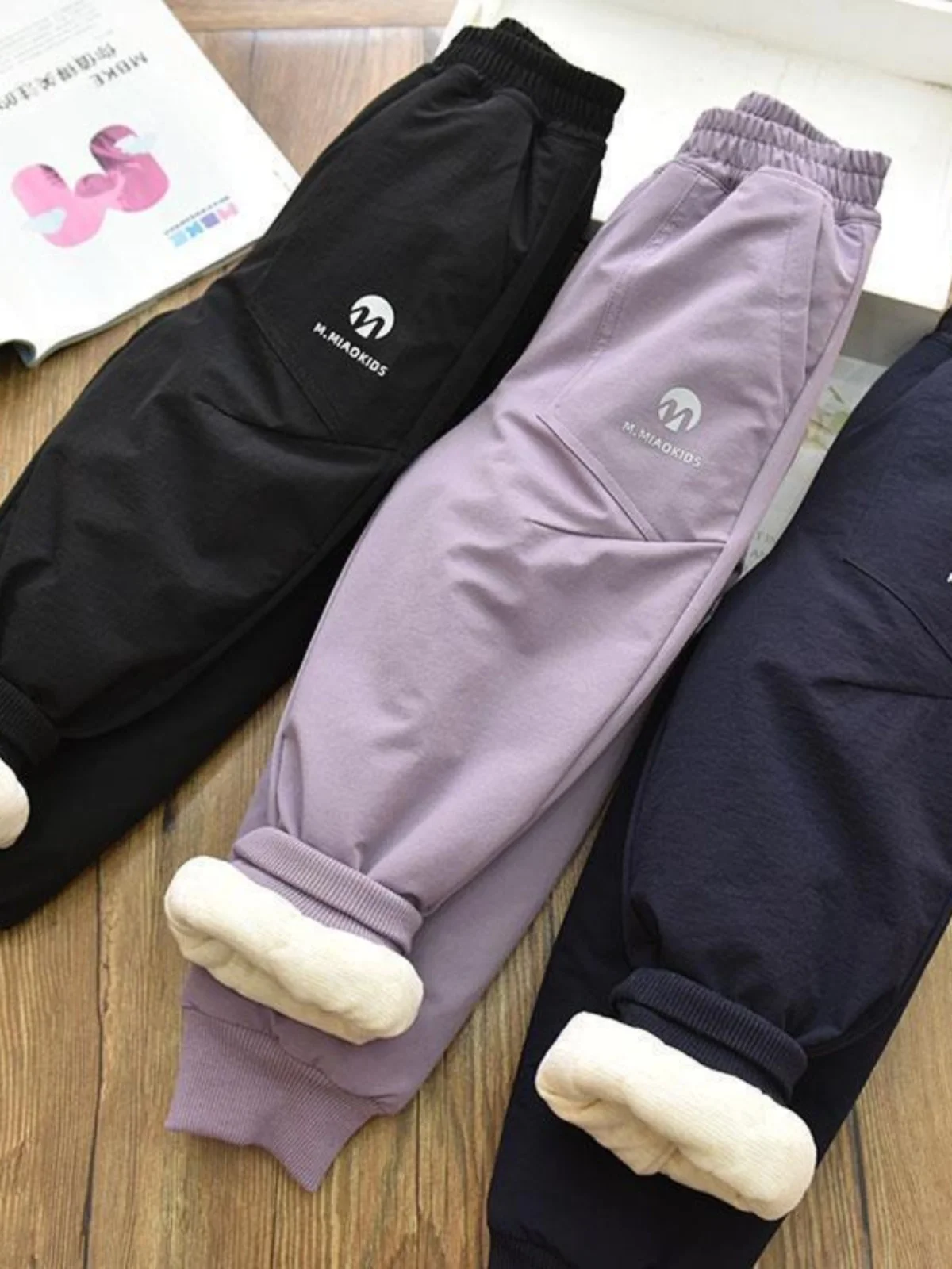 겨울 방풍 따뜻한 실크 안감 스포츠 바지 여성용 긴 기모 허리 바지 내구성