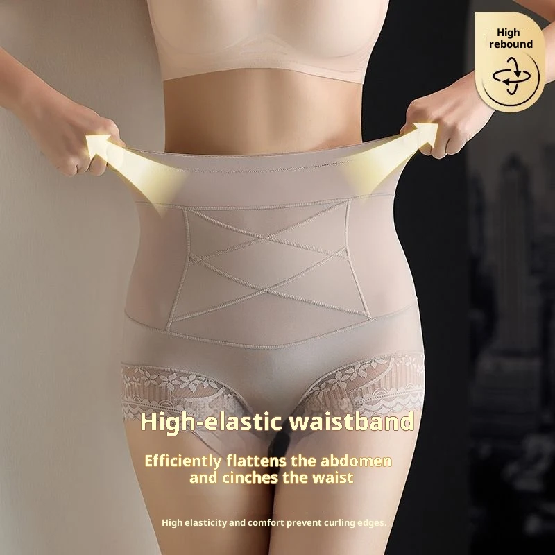 Aishang Mutandine modellanti per il controllo della pancia in pizzo Vita alta Biancheria intima dimagrante incrociata Pantaloncini modellanti per il corpo senza cuciture per il sollevamento del sedere