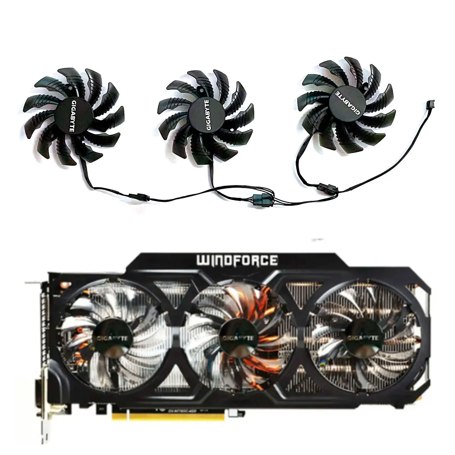 

New graphics card replacement fan 75MM 4pin T128010SU suitable for Gigabyte GeForce GTX 570 670 680 1070 R9 780 Ti