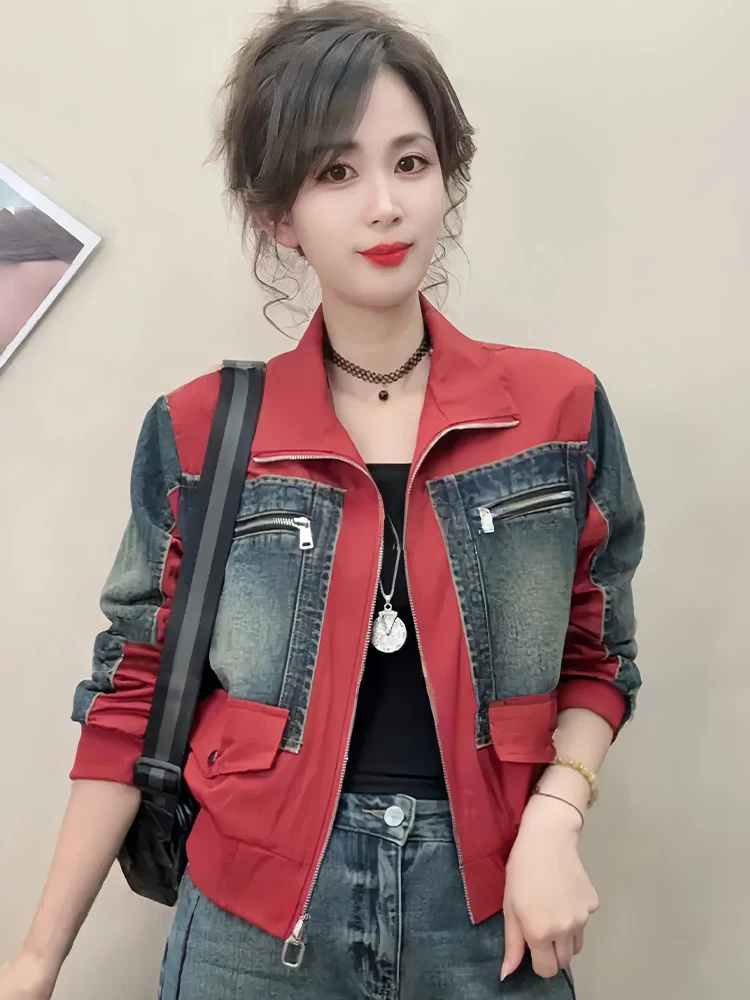 Płaszcz damski Early Autumn ort Jaet, kolorowy, wyszczuplający, uniwersalny, luźny krój, długi rękaw, zapinany na zamek.