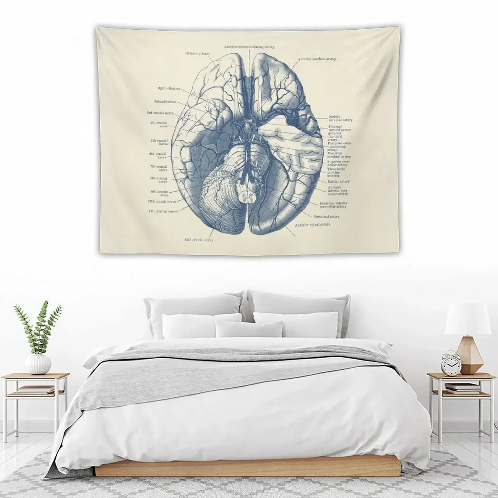 Human Brain Diagram Tapestry Art Mural Custom Tapestry