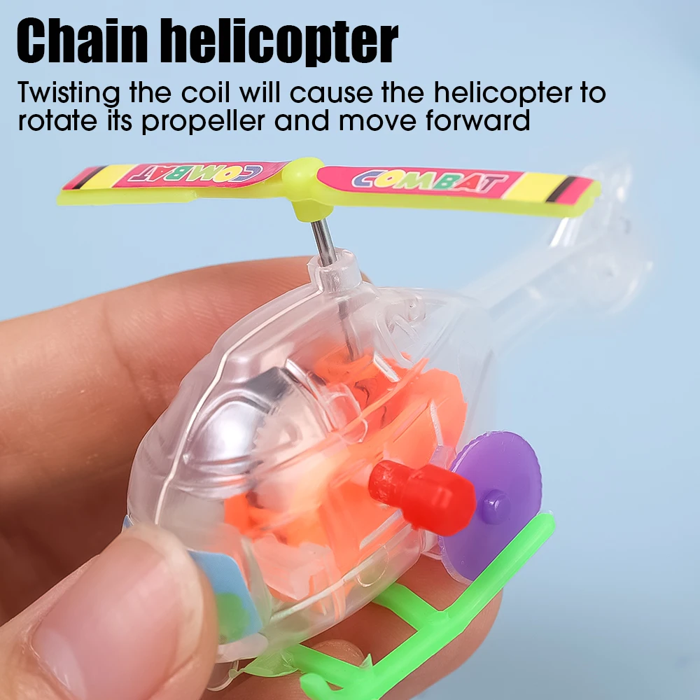 1-5pcs Wind-up Transparent Mini Plane Toys Children\'s Educational Interactive Glide with Propeller Rotating Helicopter Toy Gifts