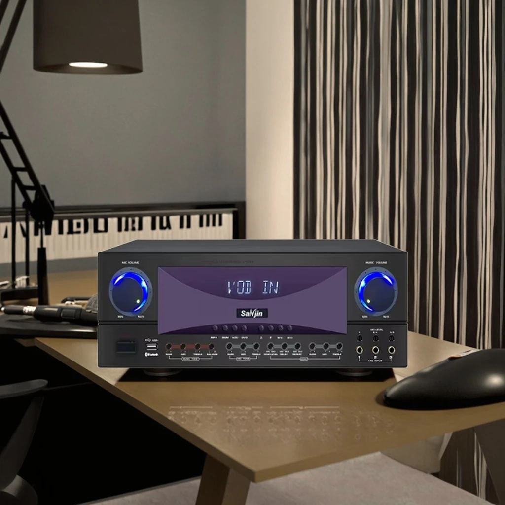 

High-Power 7.1 Surround Sound Karaoke Amplifier Home KTV Center Machine With Court Shadow Power Durable Metal Material