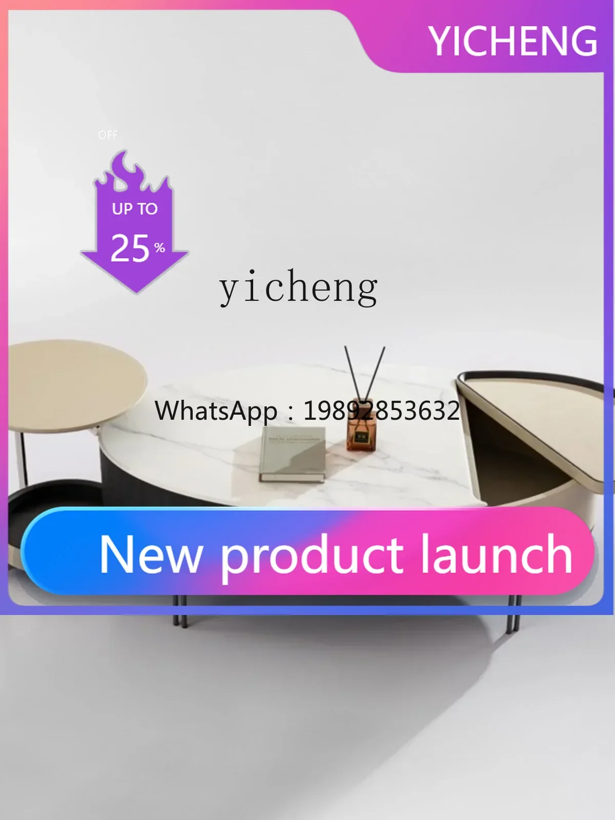 

A3-6 Stone Plate Coffee Table Living Room Home Modern Minimalist Tea Table Oval Tea Table TV Cabinet Unit