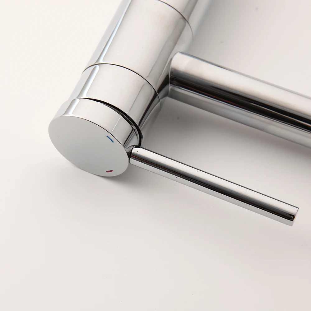 MONITE Chrome Finished Bathroom Sink Faucrets Brass Deck Mounted Washbasin Faucet Hot Cold Water Single Handle Taps