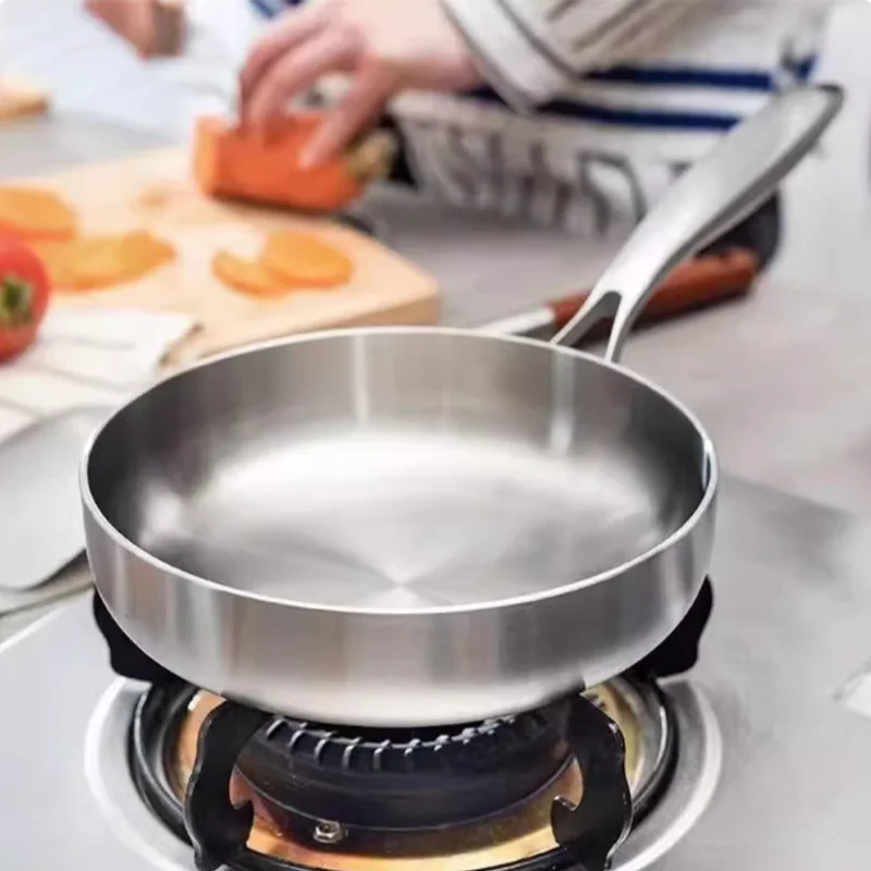مقلاة جديدة من الفولاذ المقاوم للصدأ 304، وعاء غير لاصق، وعاء ستيك مقلي غير مطلي، تجهيزات المطابخ المطبخ لموقد الغاز والطباخ التعريفي #5