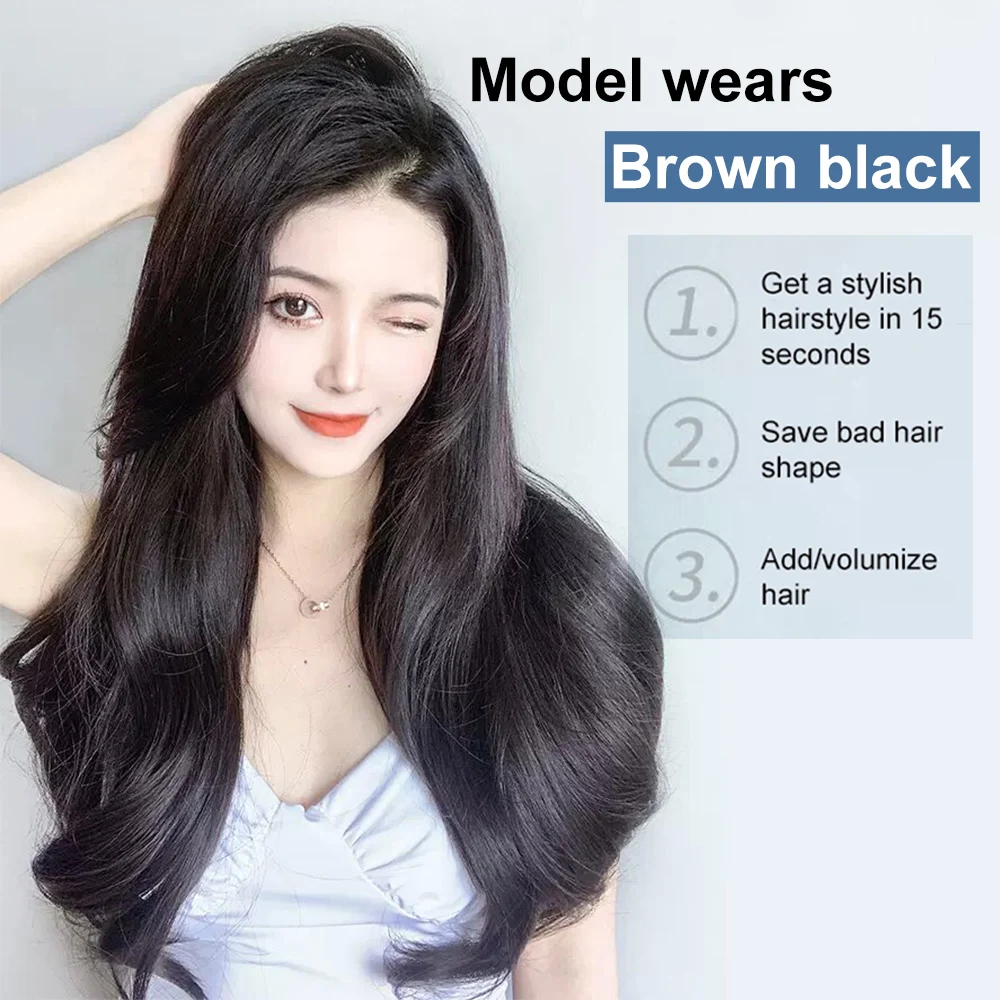 ALXNAN HAIR Wavy Curly 3 PCS /SET Hair Extensions High Resistant Temperature Fiber Black Brown Hairpiece