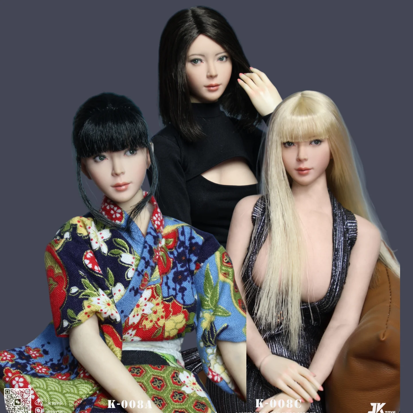 

JKTOYS K-008 1/6 Скульптура головы азиатской девушки с подвижными глазами, модель головы для 12-дюймовых женских фигурок солдат