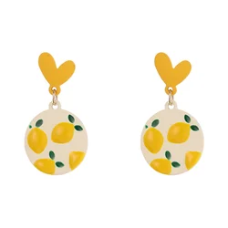 Lemon Earrings Aesthetic Fashion Cool for Women Trendy Unique Dangling Gift