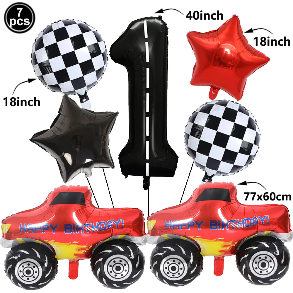 1set Monster Truck Balloons 40inch Number Balloon Set Monster Truck Birthday Balloon Baby Shower Race Car Party Decor Supplies view 2