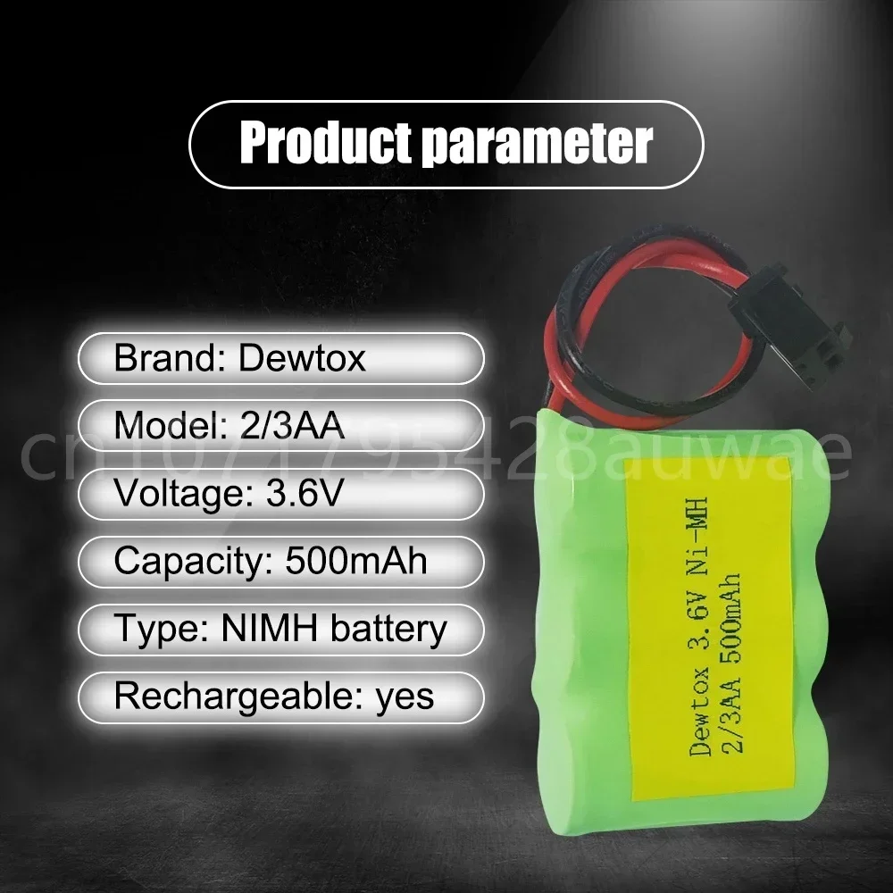 3.6V 2/3AA 500mah 2/3AA Ni-Mh Rechargeable Nickel-metal Hydride Battery Pack for Toy Emergency Lights