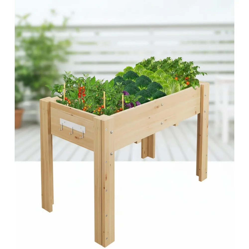 

4x2.5x1.8 Ft Elevated Garden Bed with Legs & Hooks - Ergonomic Height Raised Planter Box for Vegetables Herbs Outdoor
