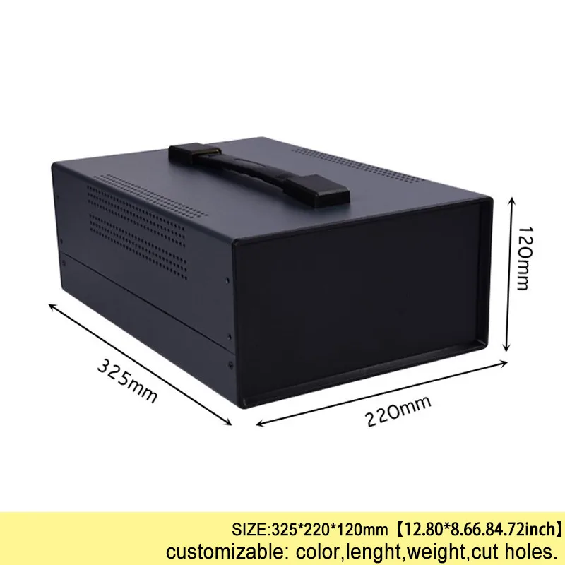 Custom Iron Project Box, Habitação para Eletrônica, DIY Wire Connection Box, Instrument Case, Desktop Enclosure, 325x220x120mm