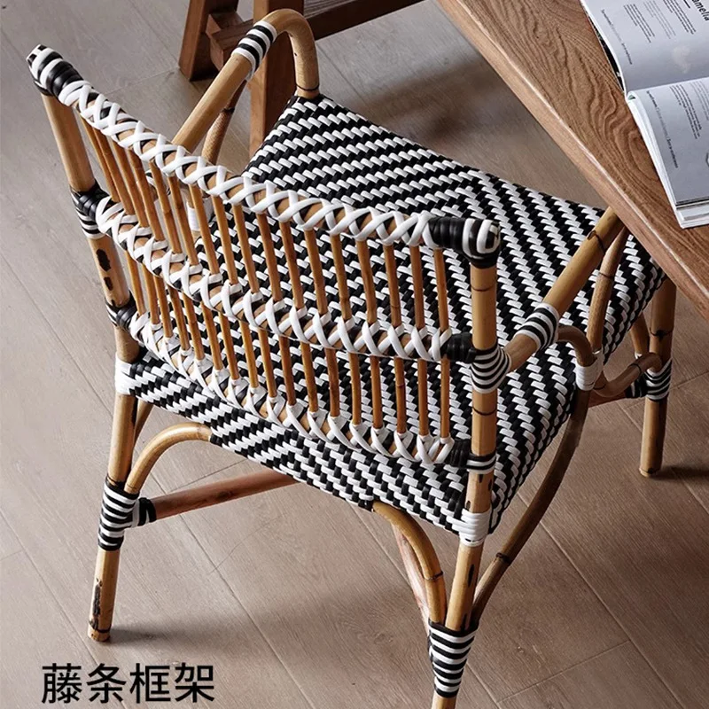 East Asia Rattan Art | Rattan Chair Natural True Rattan Dining Chair Household Balcony Leisure Chair Backrest Vacation Wind