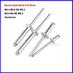 Aluminum Round Head Rivet Pull Anchor Dome Head Blind Steel Shank Mandrel Exhaust Rivet M2.4 M2.8 M3 M3.2 M3.6 M4 M5 M6.4