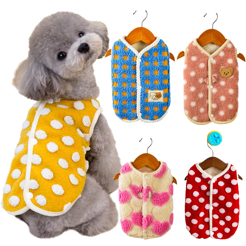 Suéter grueso y cálido para cachorros, ropa de invierno para mascotas con hebilla, abrigos para caniche de Pomerania, cárdigan, ropa para mascotas