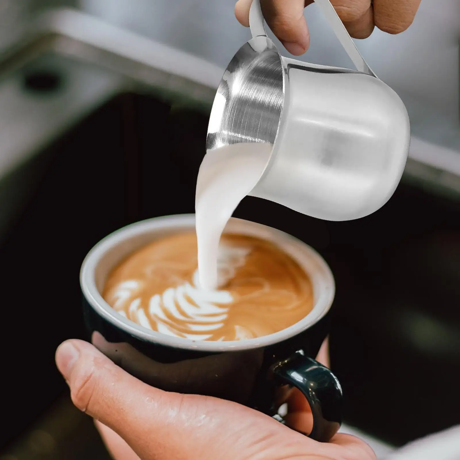 Small Creamer Pitcher 90ml Stainless Steel Syrup Pitcher with Pour Spout Dishwasher Safe Multifunctional Household Creamer