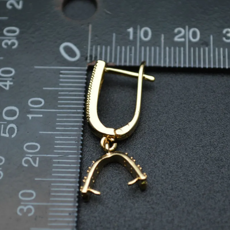 30pc Metal Brass Lever-back Earring Hook Clasps with Dangle Pendant Clip Gold Rhodium Silver Color CZ Paved Jewerly Findings