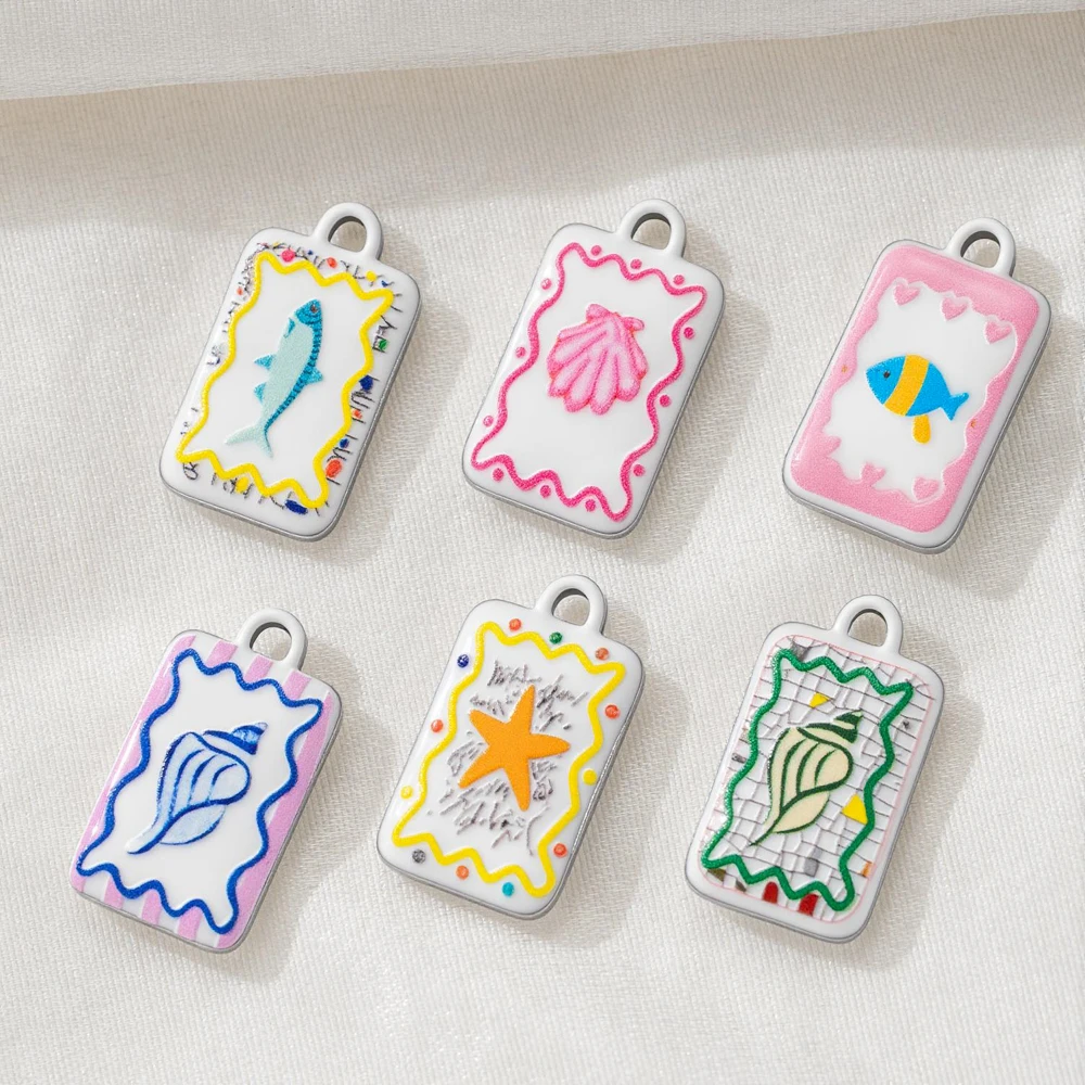 2 Stück/Set Edelstahl Tier-Fisch-Muschel-Anhänger Charms für DIY Armbänder Halsketten Schmuckherstellung Zubehör Bastelzubehör – Detail 3