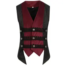 Halloween Costume New Men's Victorian Gothic Suit Cosplay Vest Medieval Steampunk Patchwork Jacquard Single Breasted Waistcoat