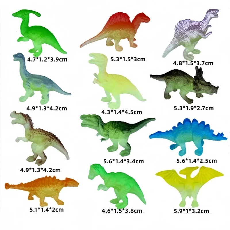 Mini dinosaurios luminosos para niños, figuras de acción que brillan en la oscuridad, juguete de decoración, 28 piezas