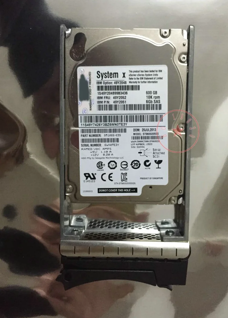 FOR 49Y2048 49Y2051 49Y2052 600GB 2.5 in 10K SAS 6G DS3524 HDD HARD DRIVE with tray
