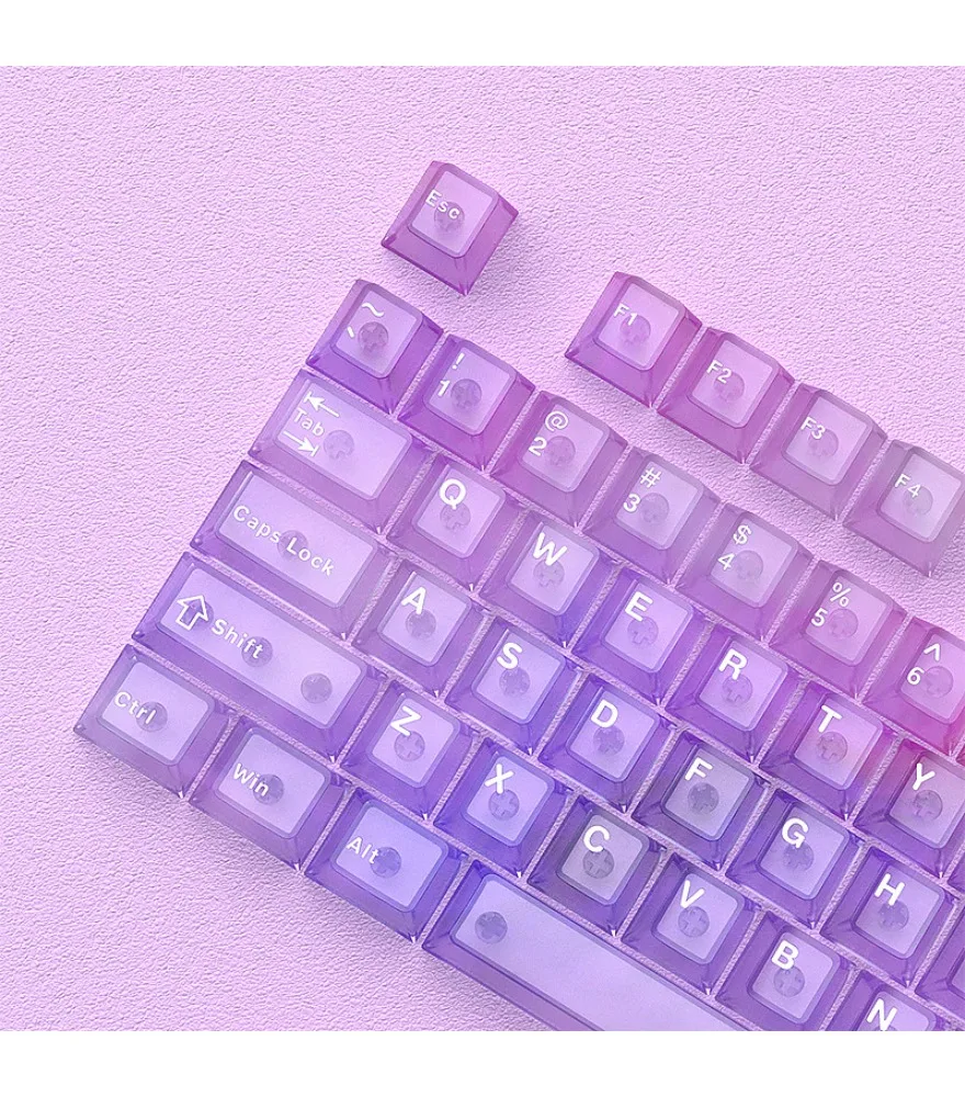 

Personalized keycaps spot Symphony mist pink keycaps PC transparent 115-key small full set of original DIY mechanical keyboard