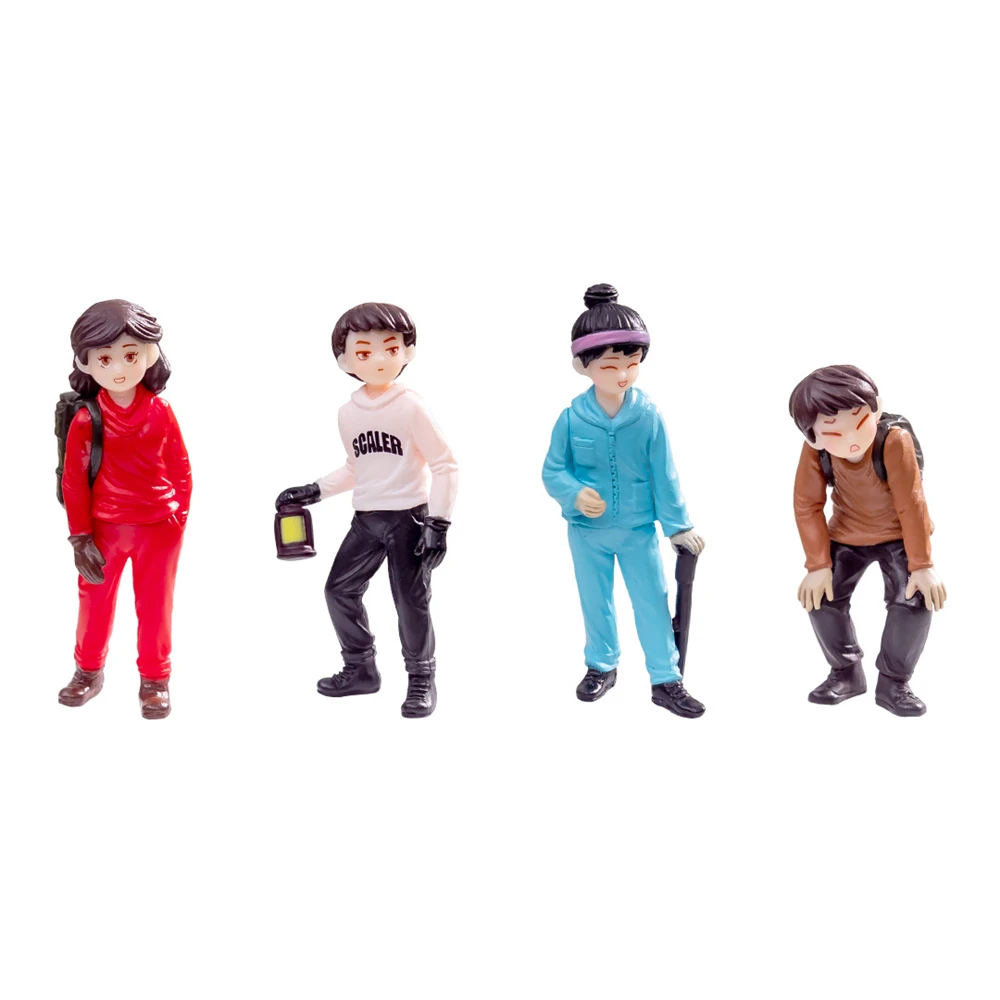 4 Pcs/set Resin Microscape Adventure Climber Boy Girl Figures Room Funny Decoration Table Ornaments DIY Home Decor Crafts