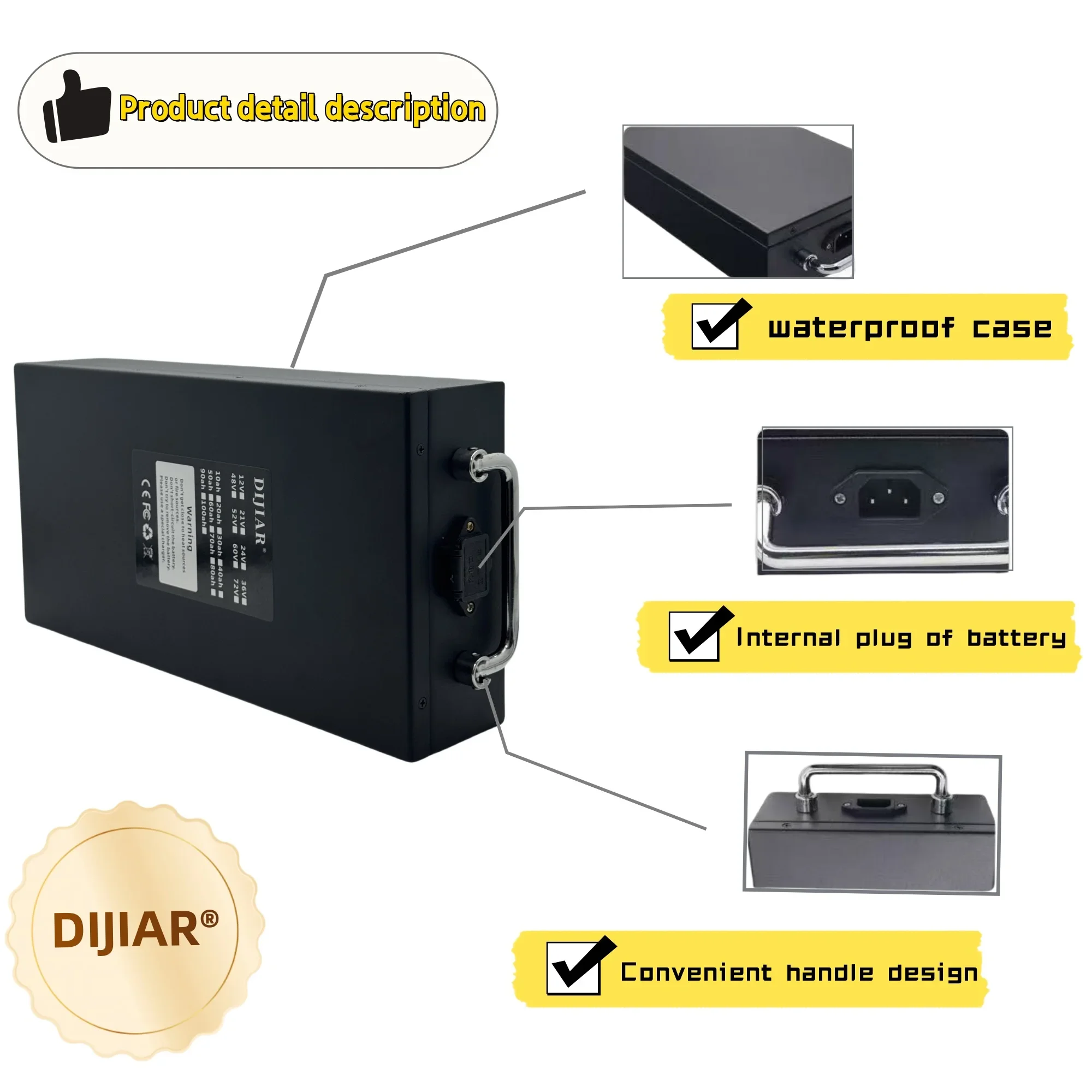 항공 운송, 재고 있음, 24시간 이내 배송 60V20AH-100AH, BMS40AH가 내장된 할리 오토바이 사용