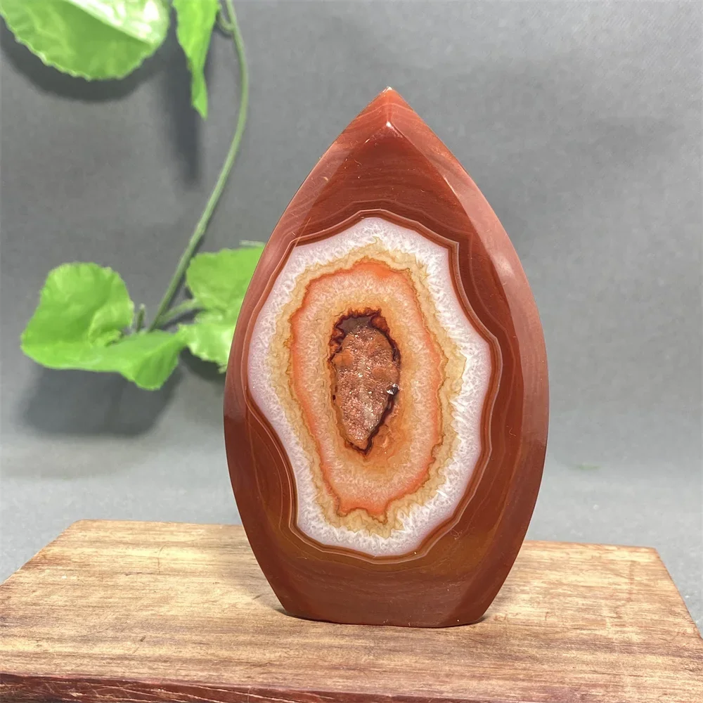 Natural Red Agate Geode Crystal Reiki Ornament Carnelian Healing Gemstone Free Form Torch Meditation Home Decor Holiday Gift