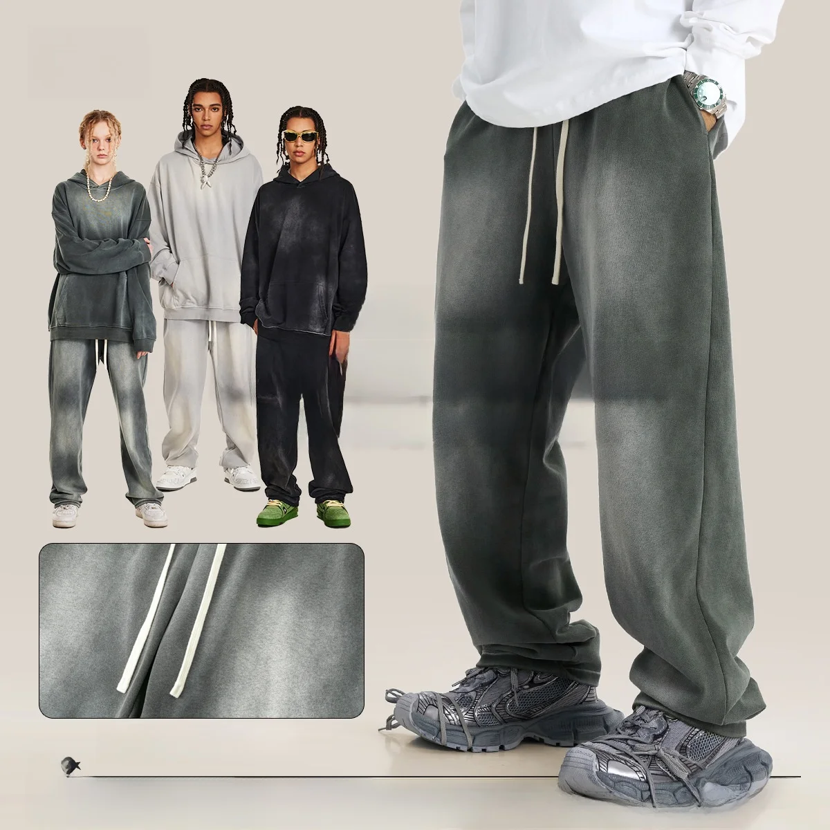 

Waed Vintage American Sle Men's Sport Pants Straight Leg Loose Fit Casual Trousers Autumn Faion Urban Cotton Long Pants