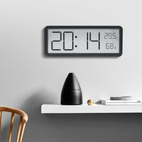 Plastic Digital Wall Clock 2Colors Time Temperature Humidity Display Electronic Clock Battery Powered LCD Screen
