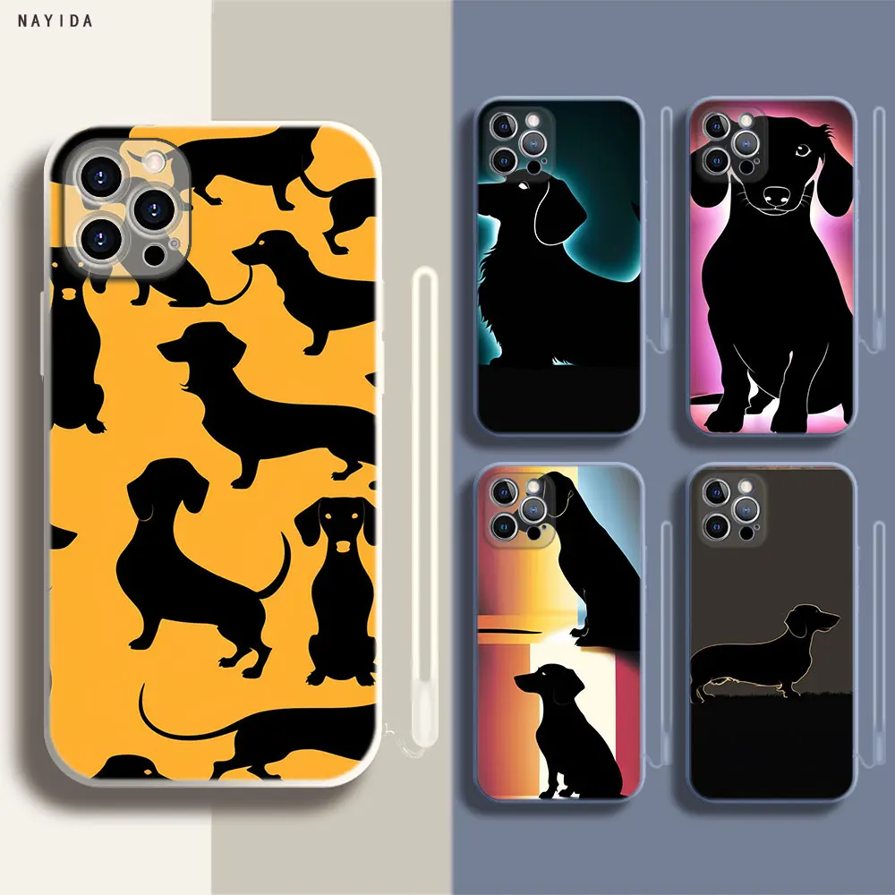 Soft Silicone Phone Case For Apple iPhone 15 14 13 12 11 Pro X XS Max XR Plus Mini Cover Dachshund Silhouette Dog