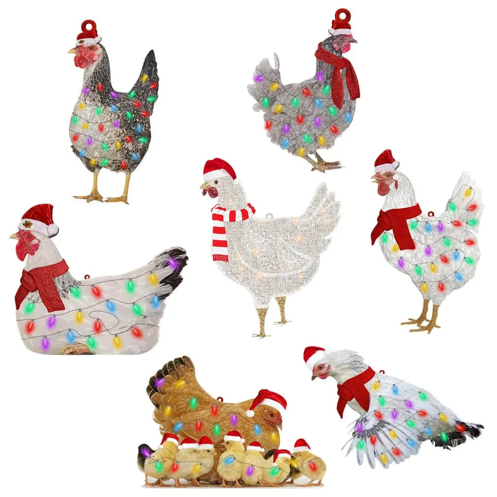 

2022 Christmas Scarf Chicken Home Decorations Holiday Party Christmas Tree Hanging Pendant Creative Kids Toy New Year Gifts