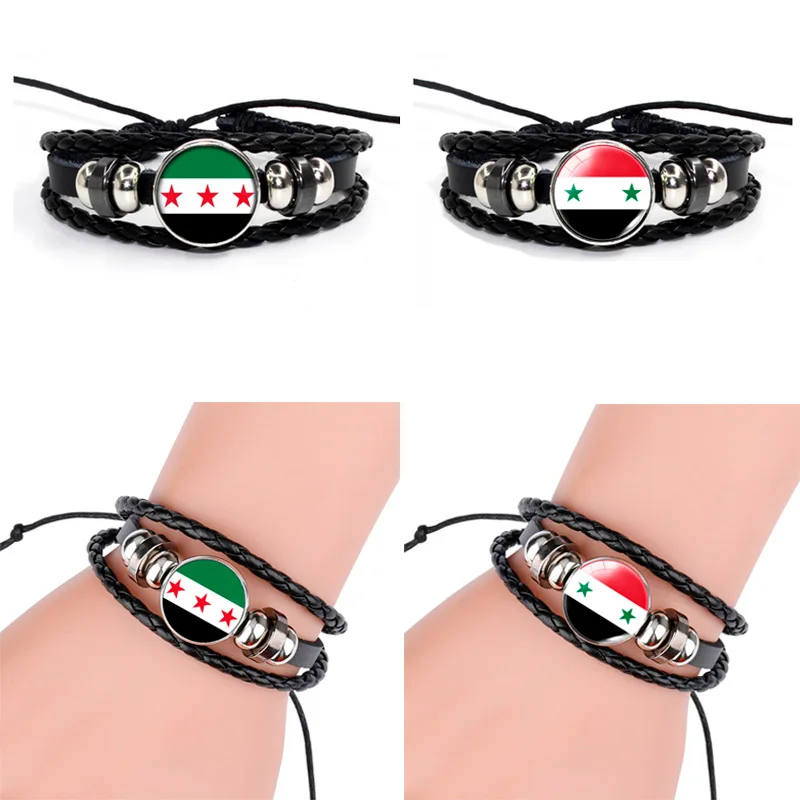 Love Syrian Arab Republic Bracelet Vintage Handmade Retro Syria Arabic Pu Leather Bracelets For Women And Men Gifts