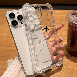 Travel-nspired Airplane Route Desian Phone Case For iPhone 17 16 15 14 13 12 11 Pro Max 7 8 Plus X XR XS Max Soft silicone cover