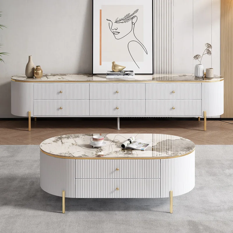 

Современный белый деревянный комплект: тумба под телевизор и журнальный столик, шкаф для хранения, мебель для дома, роскошный деревянный центральный стол для гостиной