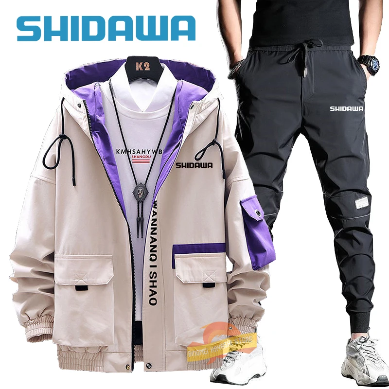 Shidawa Men's Thin Fishing Suit, Hooded Jacket, Summer Pants, Outdoor Sports, Hiking Fishing Set, Spring, Summer, Fashion, 2 Pcs