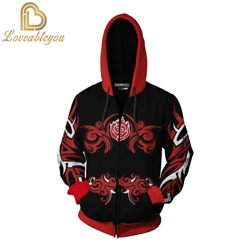 Anime NEW Season One Hoodie 3D Sweatshirt Cosplay Costume Zip Up Rose Hoodie Jacket Coat Hoodies with Roses