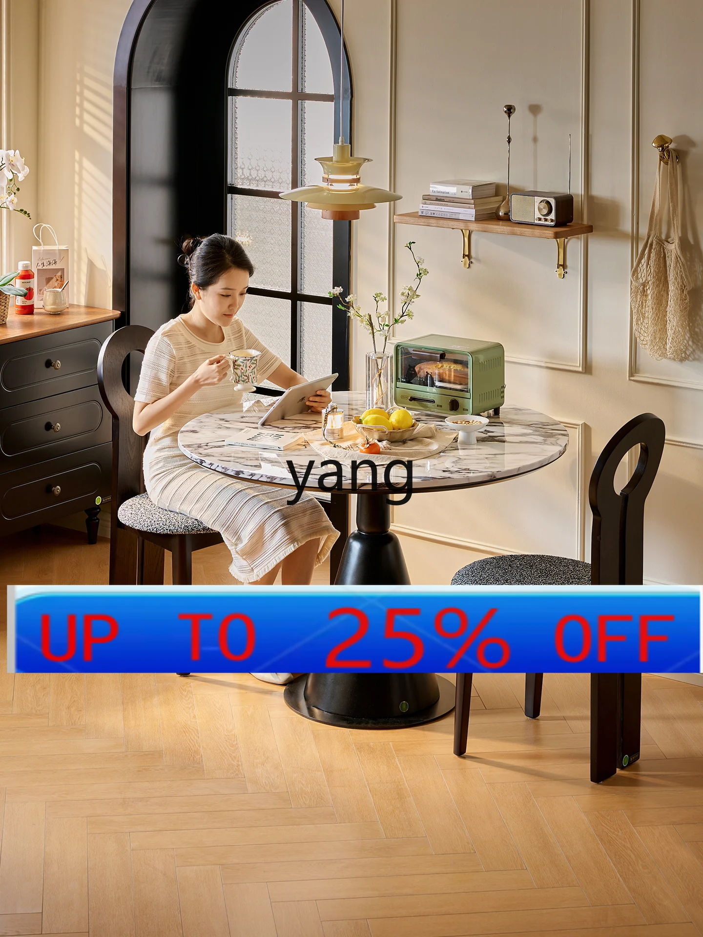 

Круглый обеденный стол LMMFrench из мрамора для дома, для небольшой квартиры, в стиле легкой роскоши, современный, минималистичный.