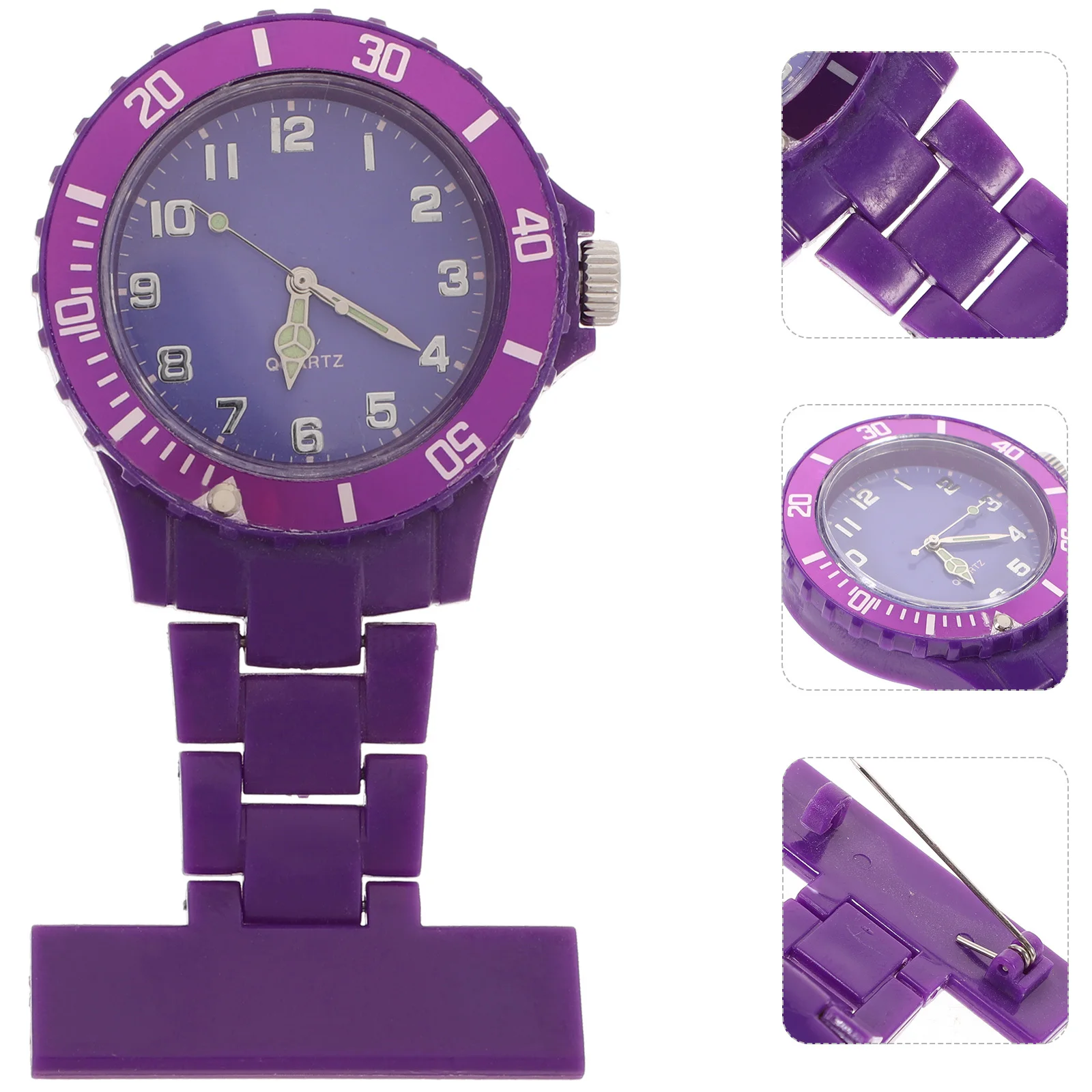 

Purple Nurse Doctor Brooch Fob Watch Pin Design Clear Number Accurate Time Keeping Premium Material Brooch Watch
