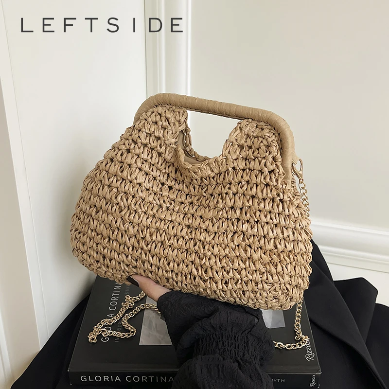 

LEFTSIDE Weave Straw Shoulder Bags for Phone Women 2025 Summer New Small Crossbody Bag Females Beach Bags Handbags and Purses