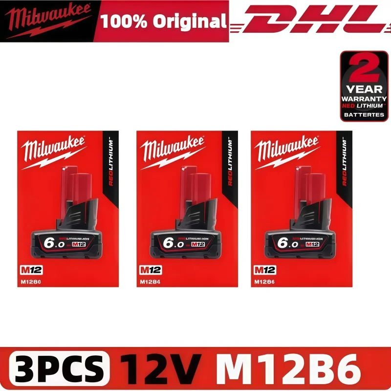 Milwaukee M12 REDLITHIUM HB 6.0Ah Extended Capacity Battery – 12V Rechargeable for M12 Cordless Tools (Model: 48-11-2402)
